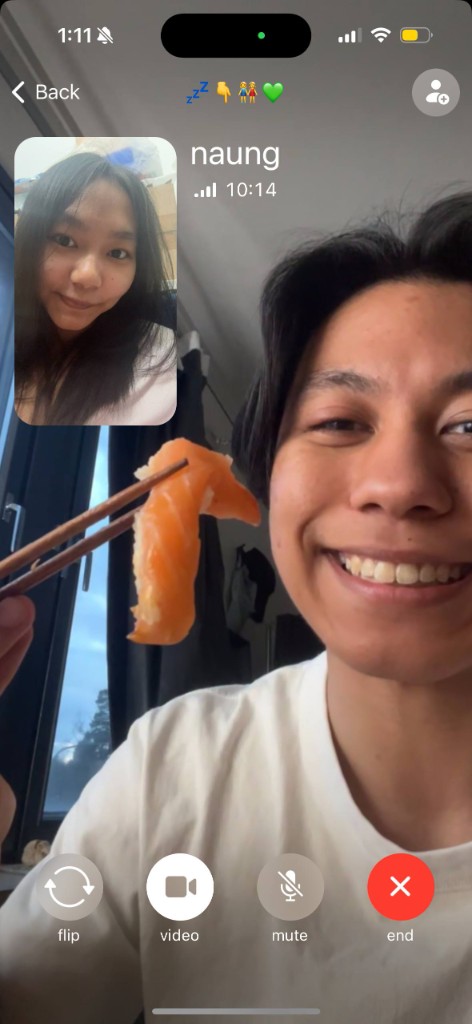 LINE call with naung